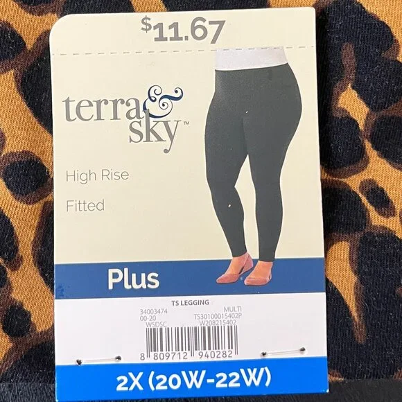 2 Pants Terra & Sky Women's High Rise Fitted Leggings & Skinny Mid-Rise JEGGING - Picture 3 of 8